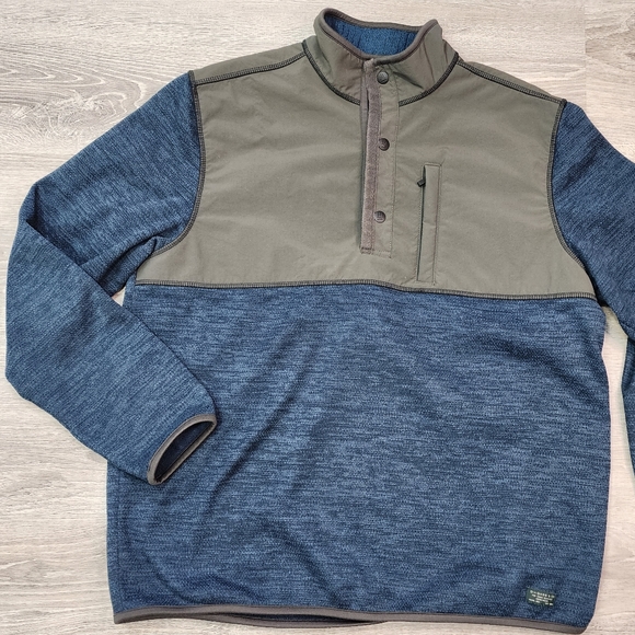 GH BASS & Co. Men's Blue and Green 3/4 Snap Front Pullover Sweatshirt Size Large - Picture 14 of 14